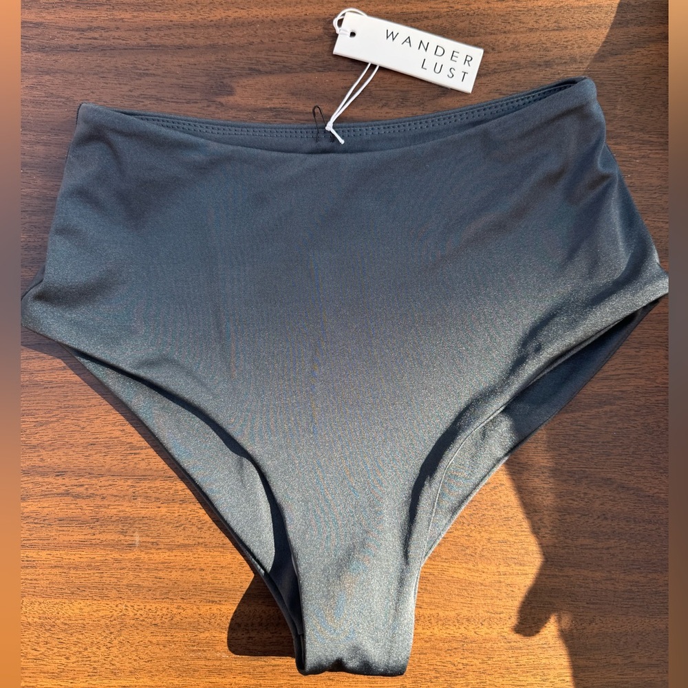 Wanderlust Blue/Grey High Waist Bikini Bottoms, medium
